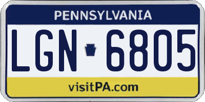 PA license plate LGN6805