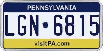 PA license plate LGN6815