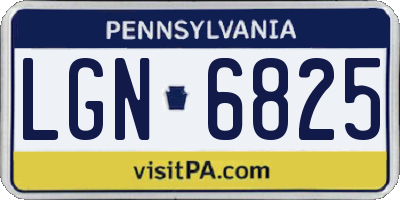 PA license plate LGN6825