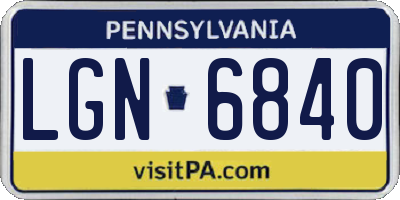 PA license plate LGN6840