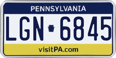 PA license plate LGN6845