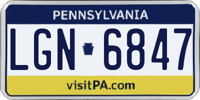 PA license plate LGN6847