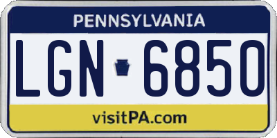 PA license plate LGN6850