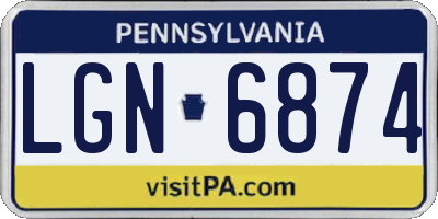 PA license plate LGN6874