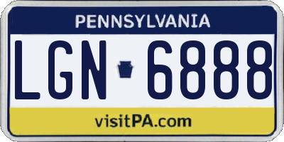 PA license plate LGN6888