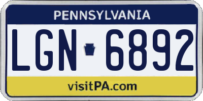 PA license plate LGN6892