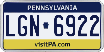 PA license plate LGN6922