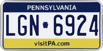 PA license plate LGN6924