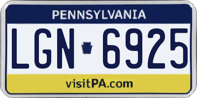 PA license plate LGN6925