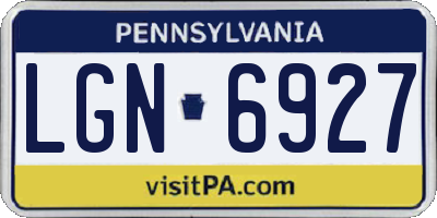 PA license plate LGN6927