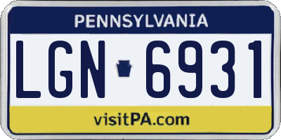 PA license plate LGN6931
