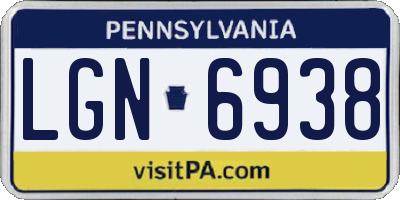 PA license plate LGN6938