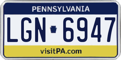 PA license plate LGN6947