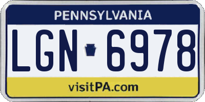 PA license plate LGN6978