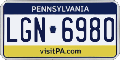 PA license plate LGN6980