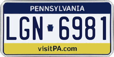 PA license plate LGN6981