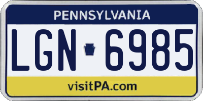 PA license plate LGN6985