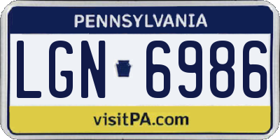 PA license plate LGN6986
