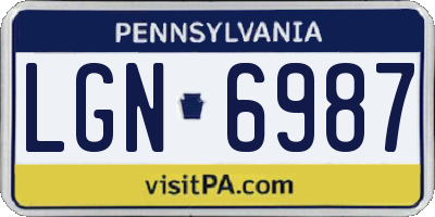PA license plate LGN6987