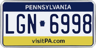 PA license plate LGN6998