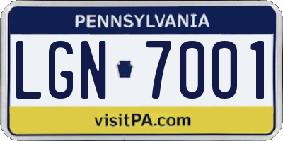 PA license plate LGN7001
