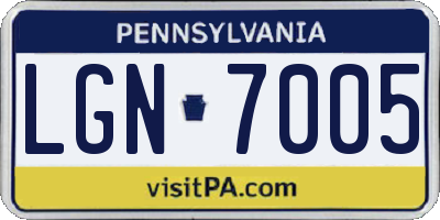 PA license plate LGN7005