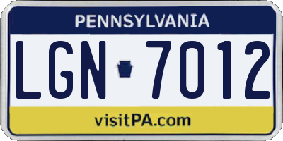PA license plate LGN7012