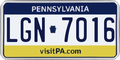 PA license plate LGN7016