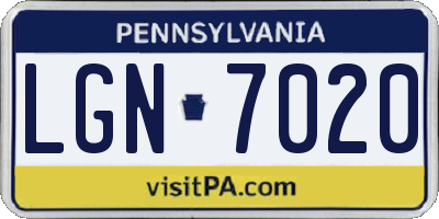 PA license plate LGN7020