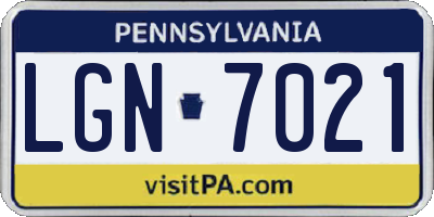 PA license plate LGN7021
