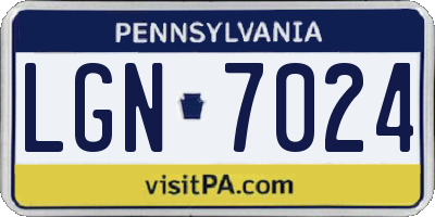 PA license plate LGN7024