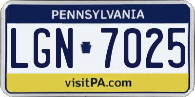 PA license plate LGN7025
