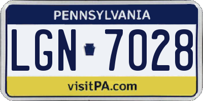 PA license plate LGN7028