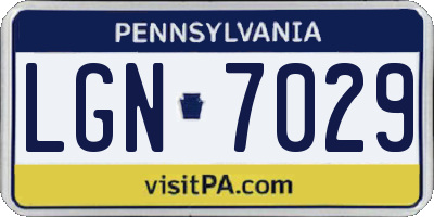 PA license plate LGN7029