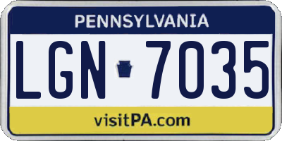 PA license plate LGN7035