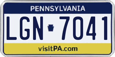 PA license plate LGN7041