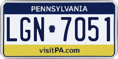 PA license plate LGN7051