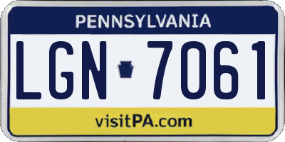 PA license plate LGN7061