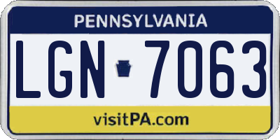 PA license plate LGN7063