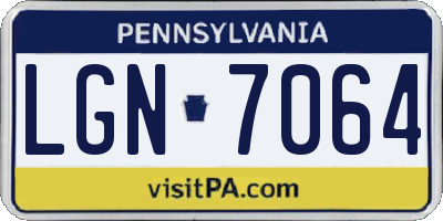 PA license plate LGN7064