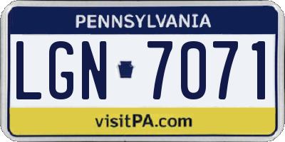 PA license plate LGN7071