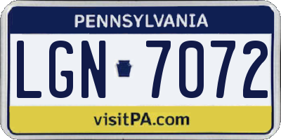 PA license plate LGN7072