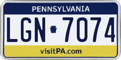 PA license plate LGN7074