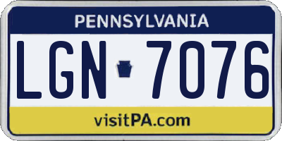 PA license plate LGN7076