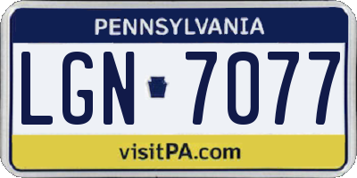 PA license plate LGN7077