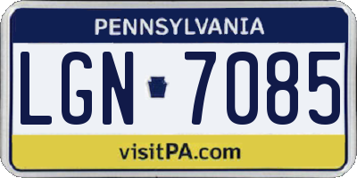 PA license plate LGN7085