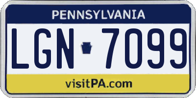 PA license plate LGN7099