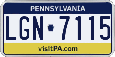 PA license plate LGN7115