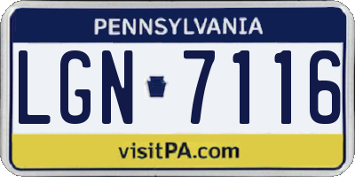 PA license plate LGN7116