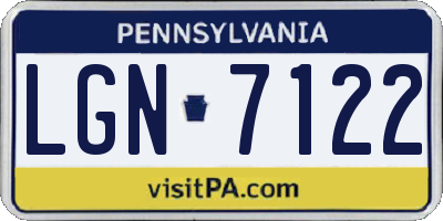 PA license plate LGN7122
